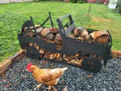 JEEP inspired firepit, metal firepit, wood holding firepit