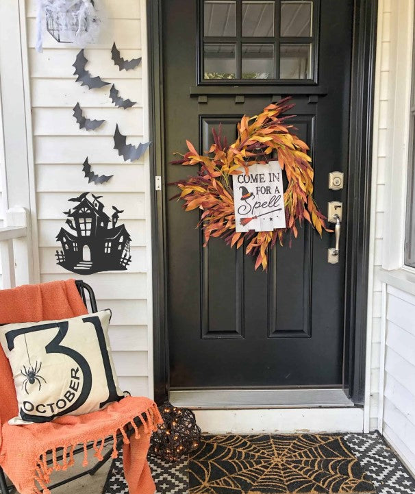 Spooky Halloween Bat House Mansion Metal Wall Sign Laser Cut