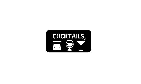 Cocktails Laser Cut Wall Sign in Stainless-Brushed or Raw Steel
