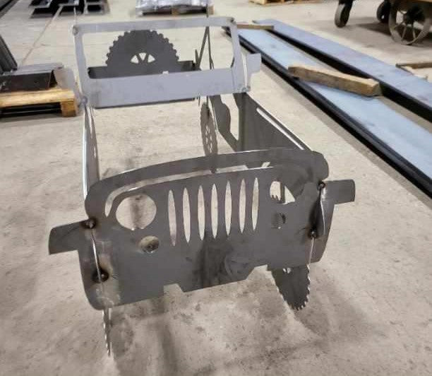 JEEP inspired firepit, metal firepit, wood holding firepit