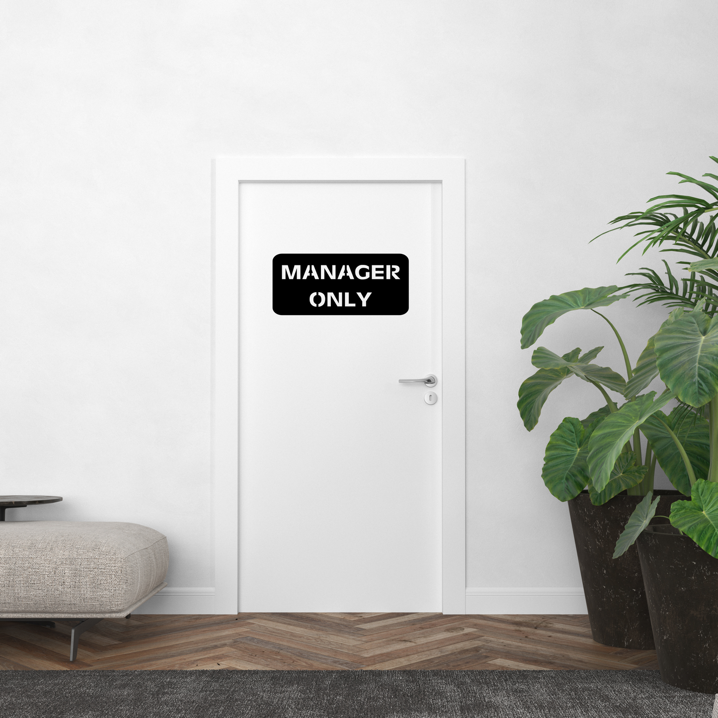 Manager Only Laser Cut Metal Sign in Stainless-Brushed or Raw Steel