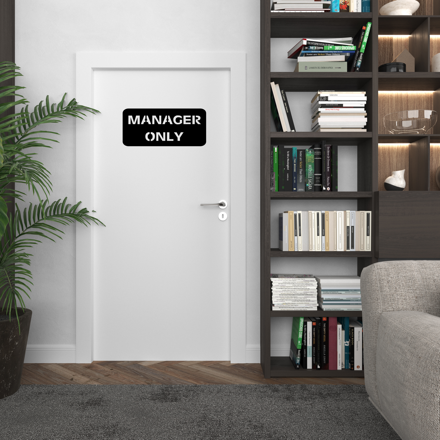Manager Only Laser Cut Metal Sign in Stainless-Brushed or Raw Steel