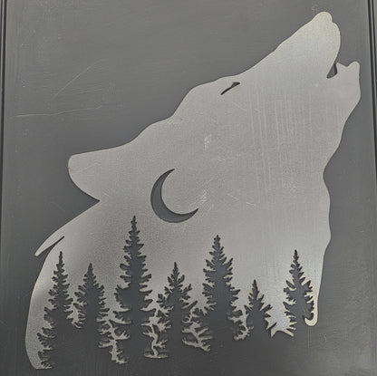 Brushed or Raw Steel Wolf Head Silhouette Laser Artwork, Wall Hanging, Custom gift for Nature Lover