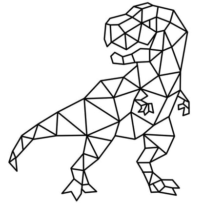 Brushed Steel or Raw Steel Geometric T-Rex Laser Cut Wall Art