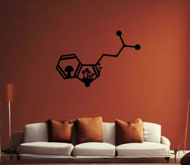 DMT Molecule: Euphoria for Nature in Stainless-Brushed or Raw Steel, DMT Mushroom Scene Laser Cut Wall Art