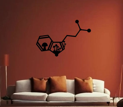 DMT Molecule: Euphoria for Nature in Stainless-Brushed or Raw Steel, DMT Mushroom Scene Laser Cut Wall Art