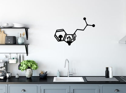 DMT Molecule: Euphoria for Nature in Stainless-Brushed or Raw Steel, DMT Mushroom Scene Laser Cut Wall Art