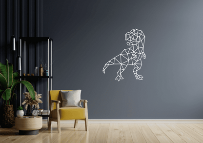 Brushed Steel or Raw Steel Geometric T-Rex Laser Cut Wall Art