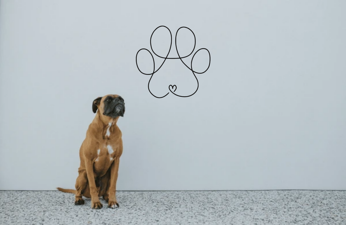 Dog Paw Line Art with Heart detail, Laser Art