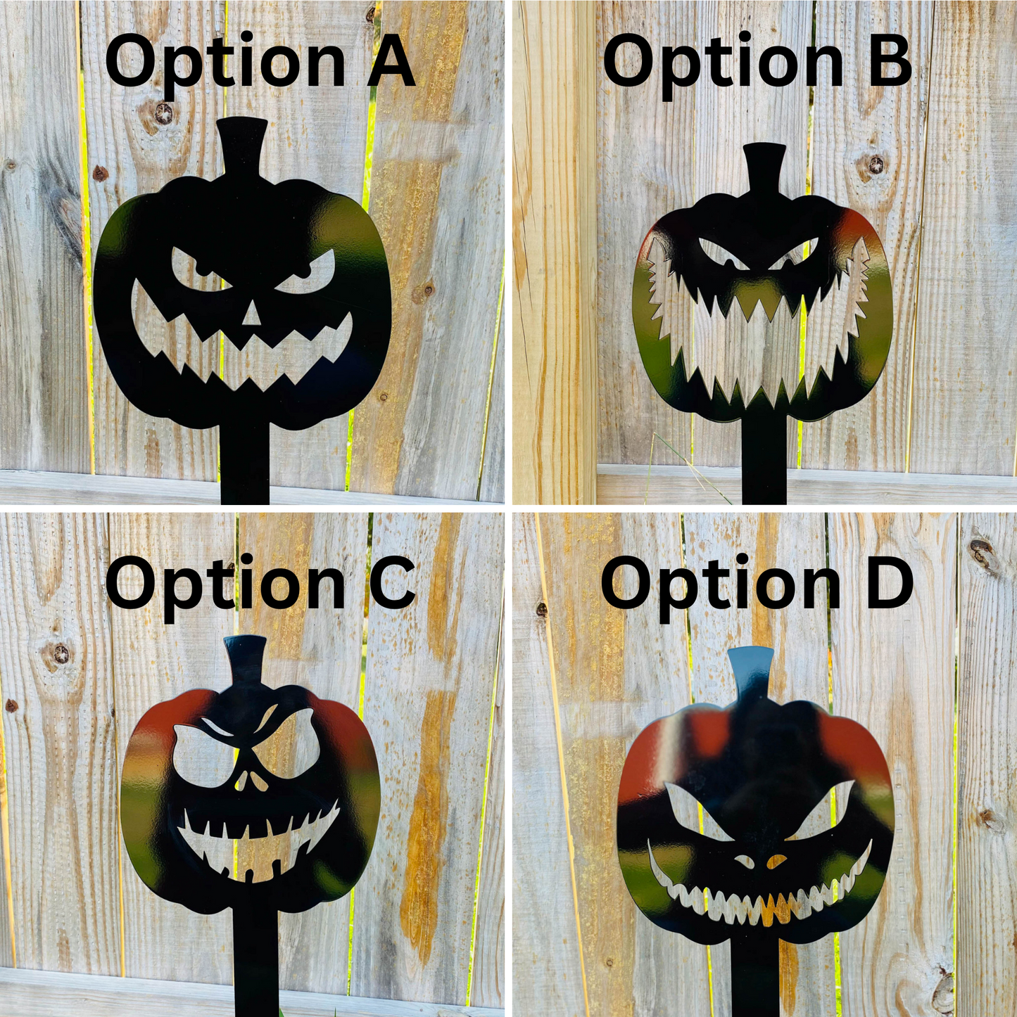 Mini Metal Pumpkin Yard Stakes, Laser Cut Yard Decor