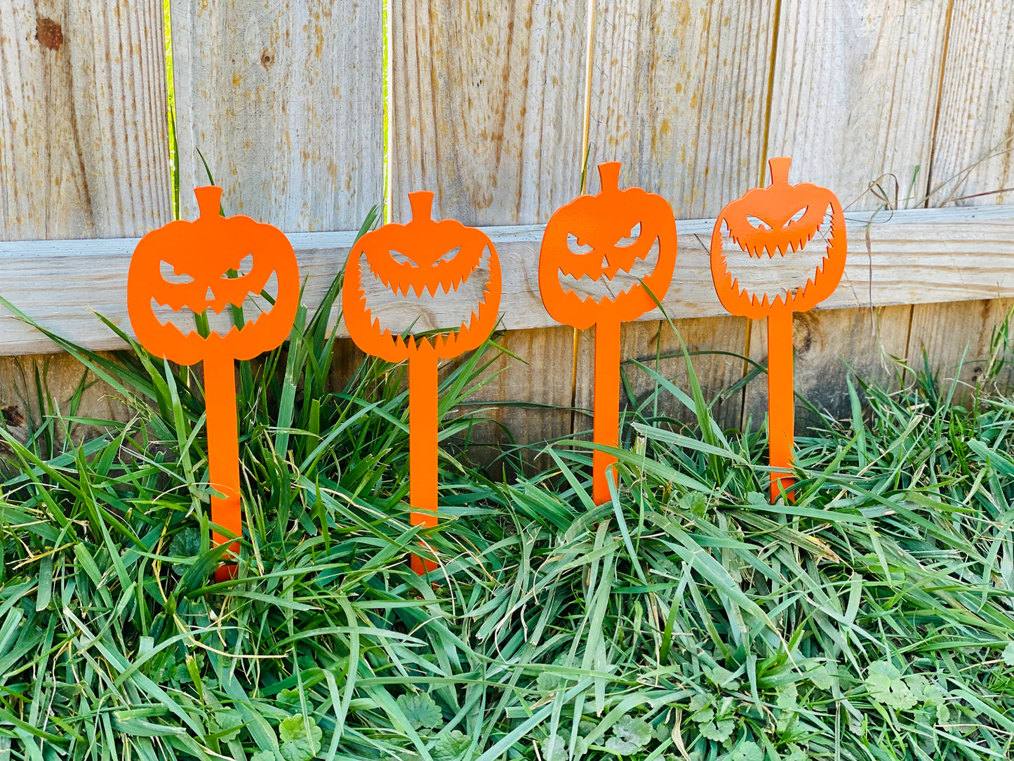 Mini Metal Pumpkin Yard Stakes, Laser Cut Yard Decor