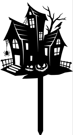 Halloween Jack-O-Lantern House Mansion Metal Wall Yard Stake Laser Cut