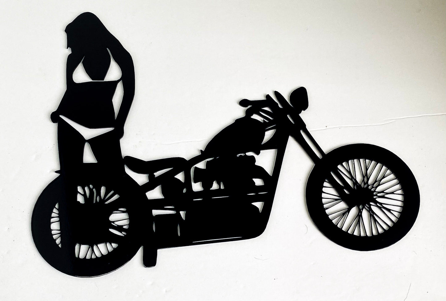 Harley Inspired Motorcycle Sign w/ Bikini Girl, Custom Gift